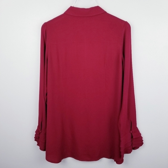 Soft Surroundings #2AT59 Button Front Long Ruffle Sleeve Poet Blouse - Picture 3 of 8